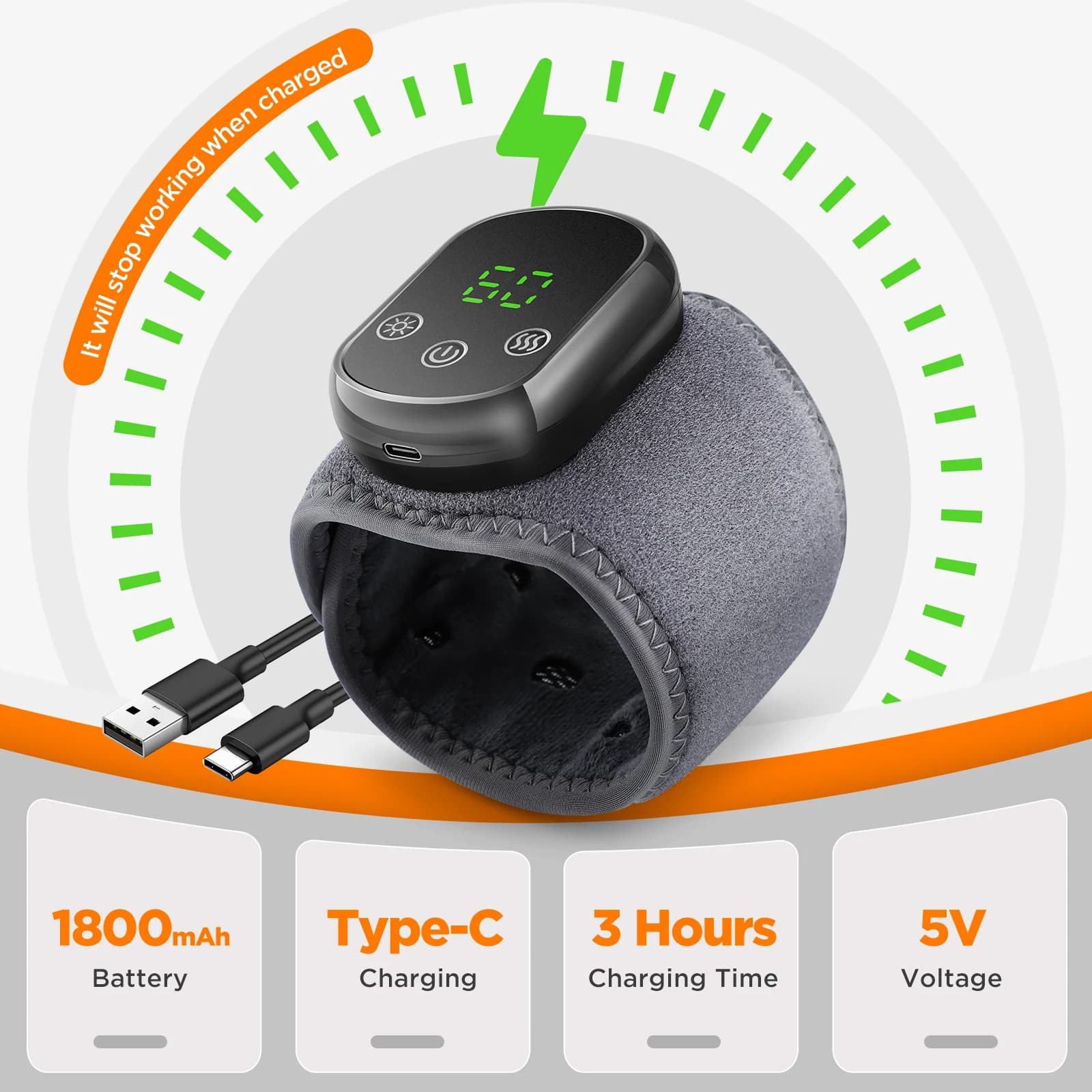 Elektryczna opaska nadgarstkowo-kostkowa z ciepłem i wibracją 💆